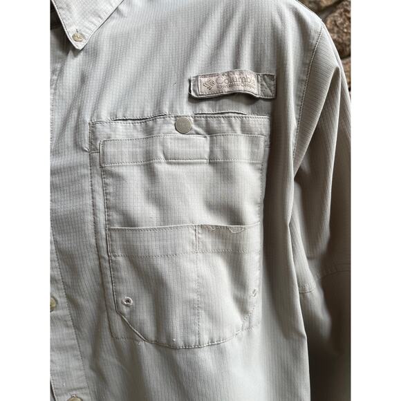 Columbia PFG Beige Button Down Hiking Fishing Long Sleeve Shirt Men's Size L - Picture 5 of 8